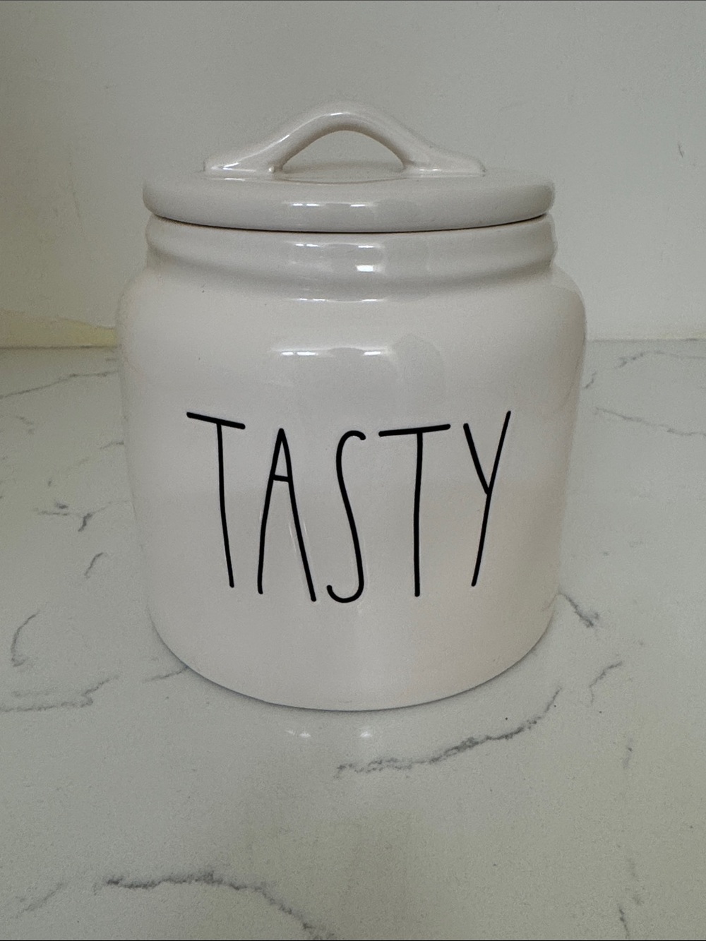 Rae Dunn TASTY Ceramic Kitchen Canister - White